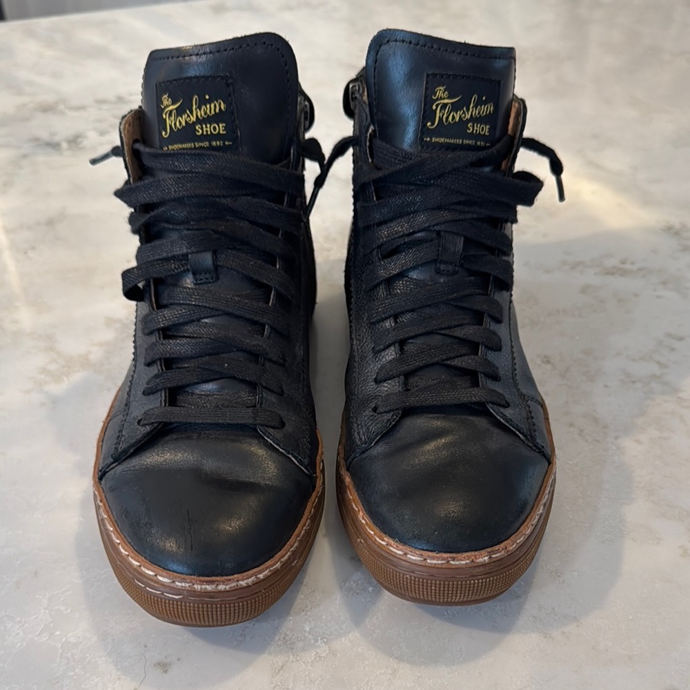 Florsheim Black High-Top Sneakers with Leather Men’s
